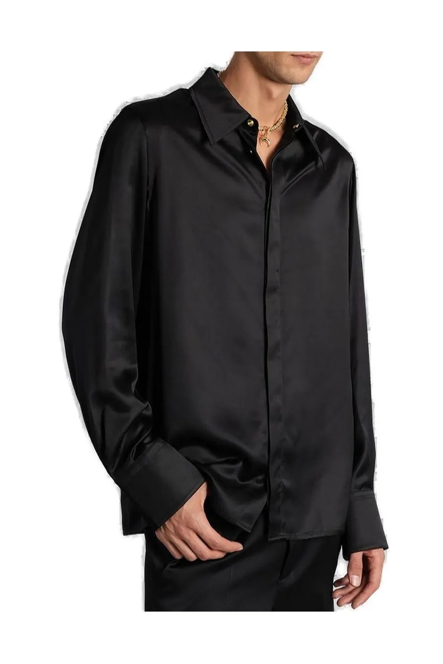 Marine Serre Logo Label Satin Shirt