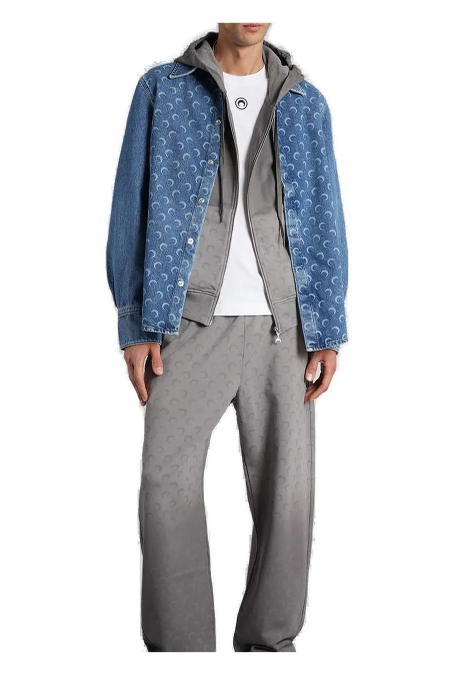Marine Serre Moon Laser Blue Wash Denim Ls Shirt
