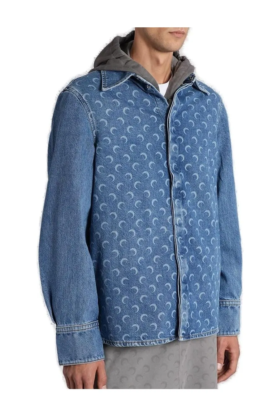 Marine Serre Moon Laser Blue Wash Denim Ls Shirt