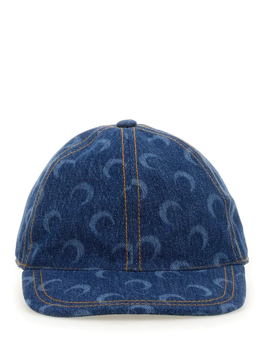 Marine Serre Moon Laser Denim Baseball Cap