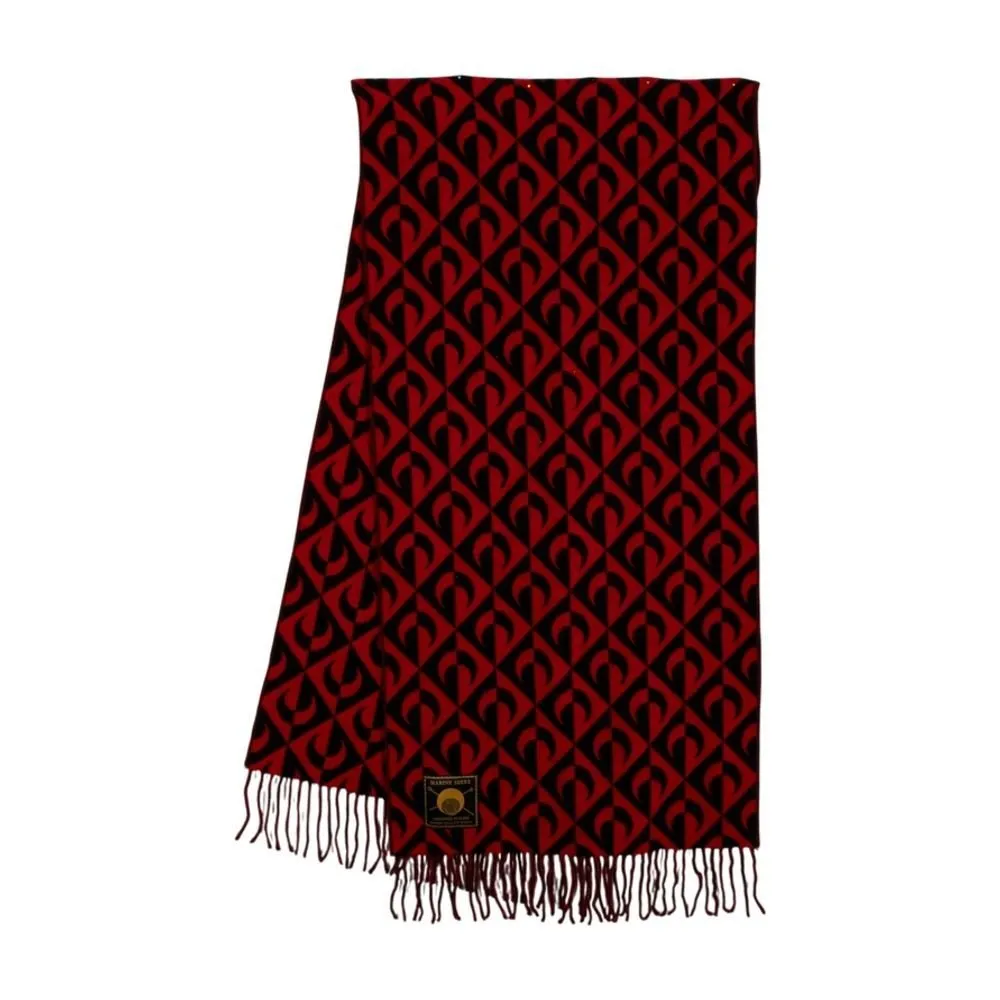 Marine Serre Logo Patch Fringed Scarf