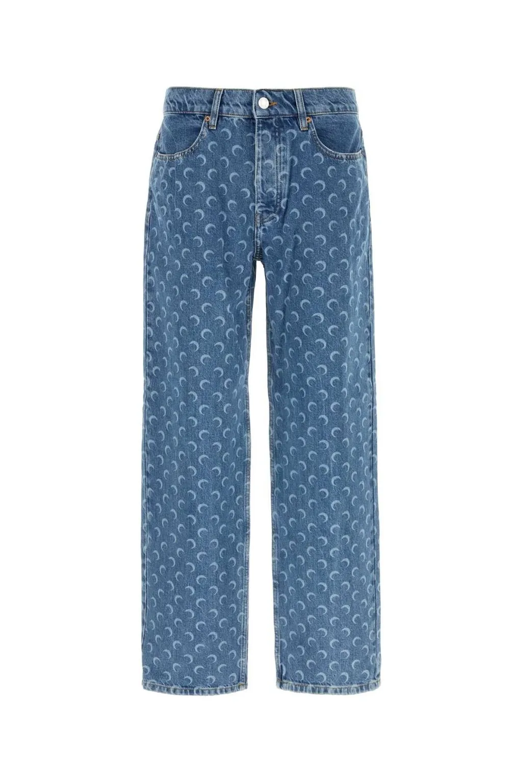 Marine Serre Moon Laser Wash Denim Baggy Jeans