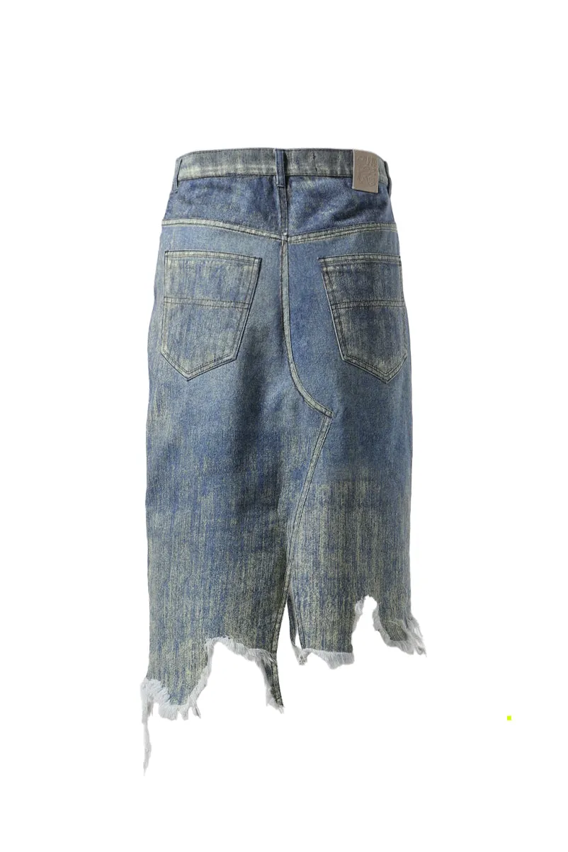 Paint Denim Skirt / Samdu Blue