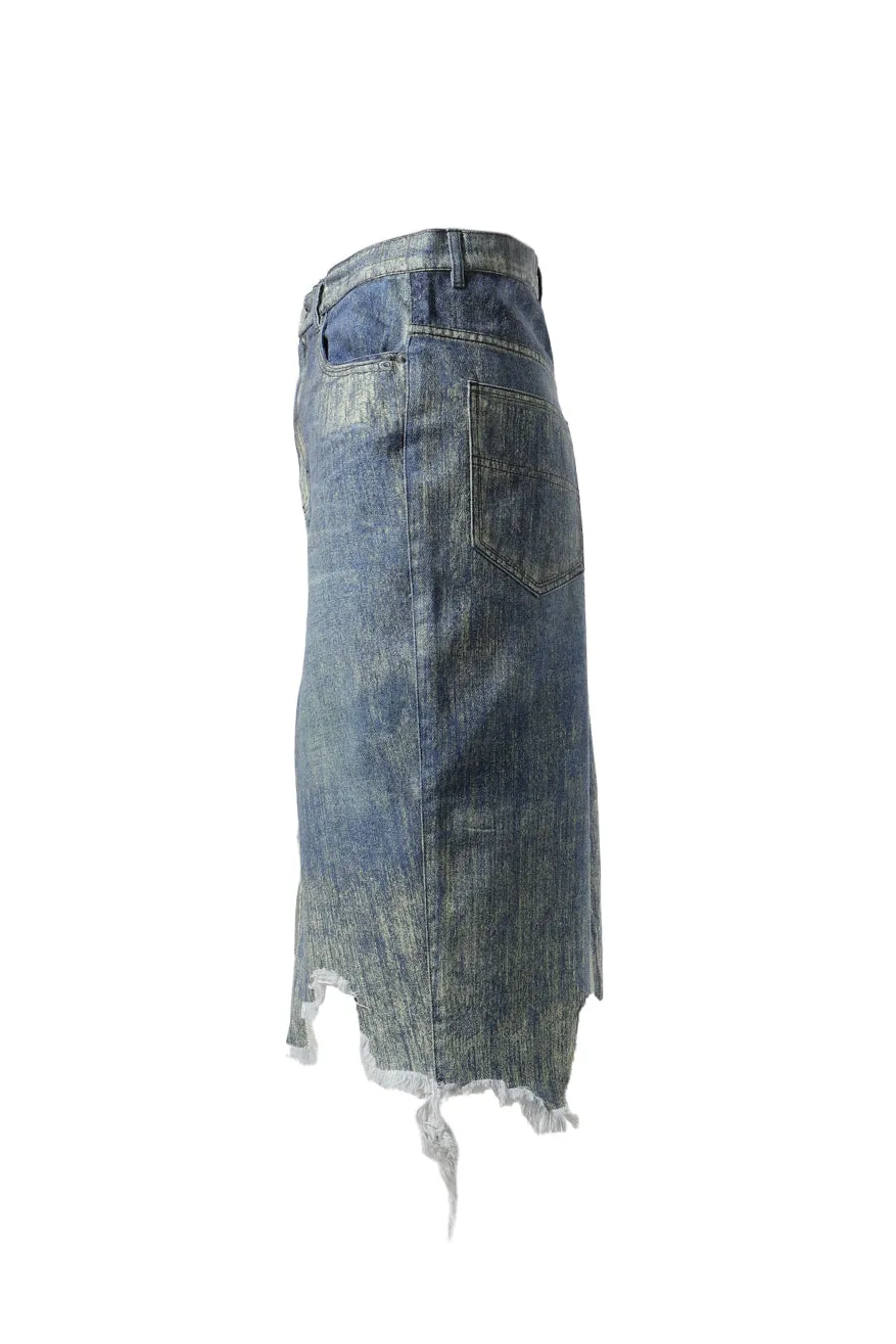 Paint Denim Skirt / Samdu Blue