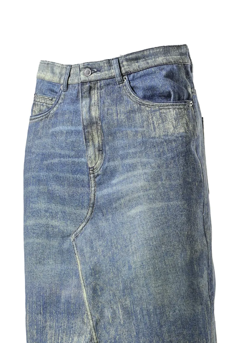 Paint Denim Skirt / Samdu Blue