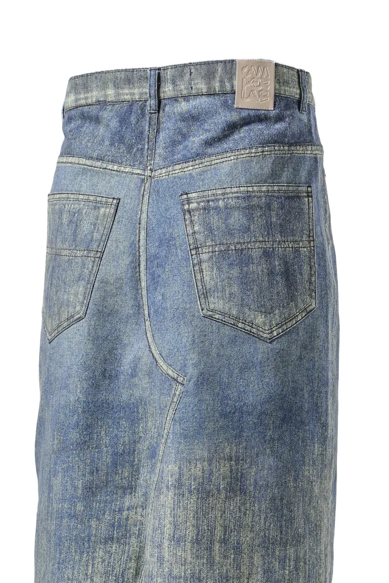 Paint Denim Skirt / Samdu Blue