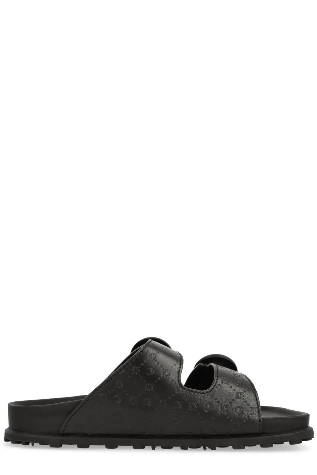 Marine Serre Moonogram-Embossed Double-Strap Slides