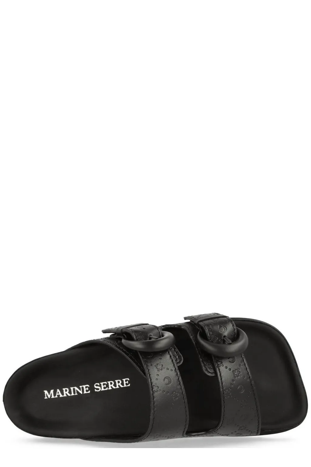 Marine Serre Moonogram-Embossed Double-Strap Slides