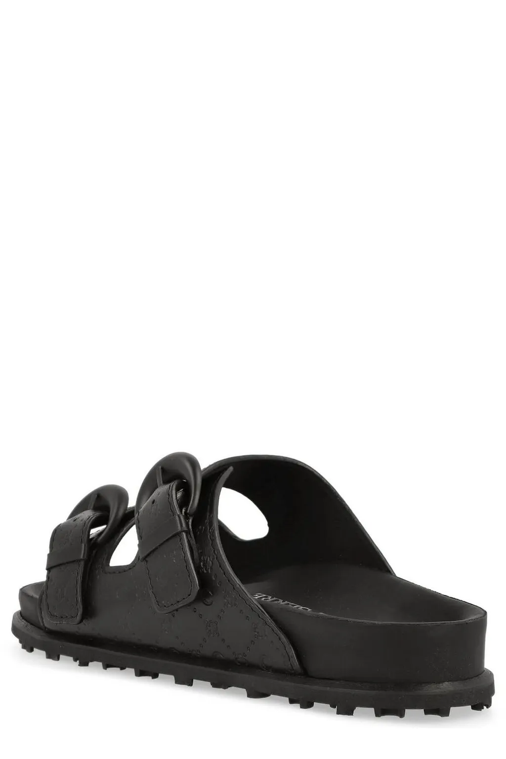 Marine Serre Moonogram-Embossed Double-Strap Slides