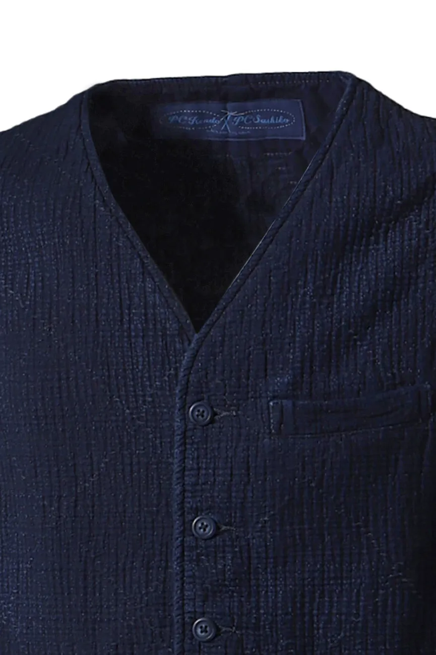 New Sashiko Light 3Piece Katsu Vest / Blu