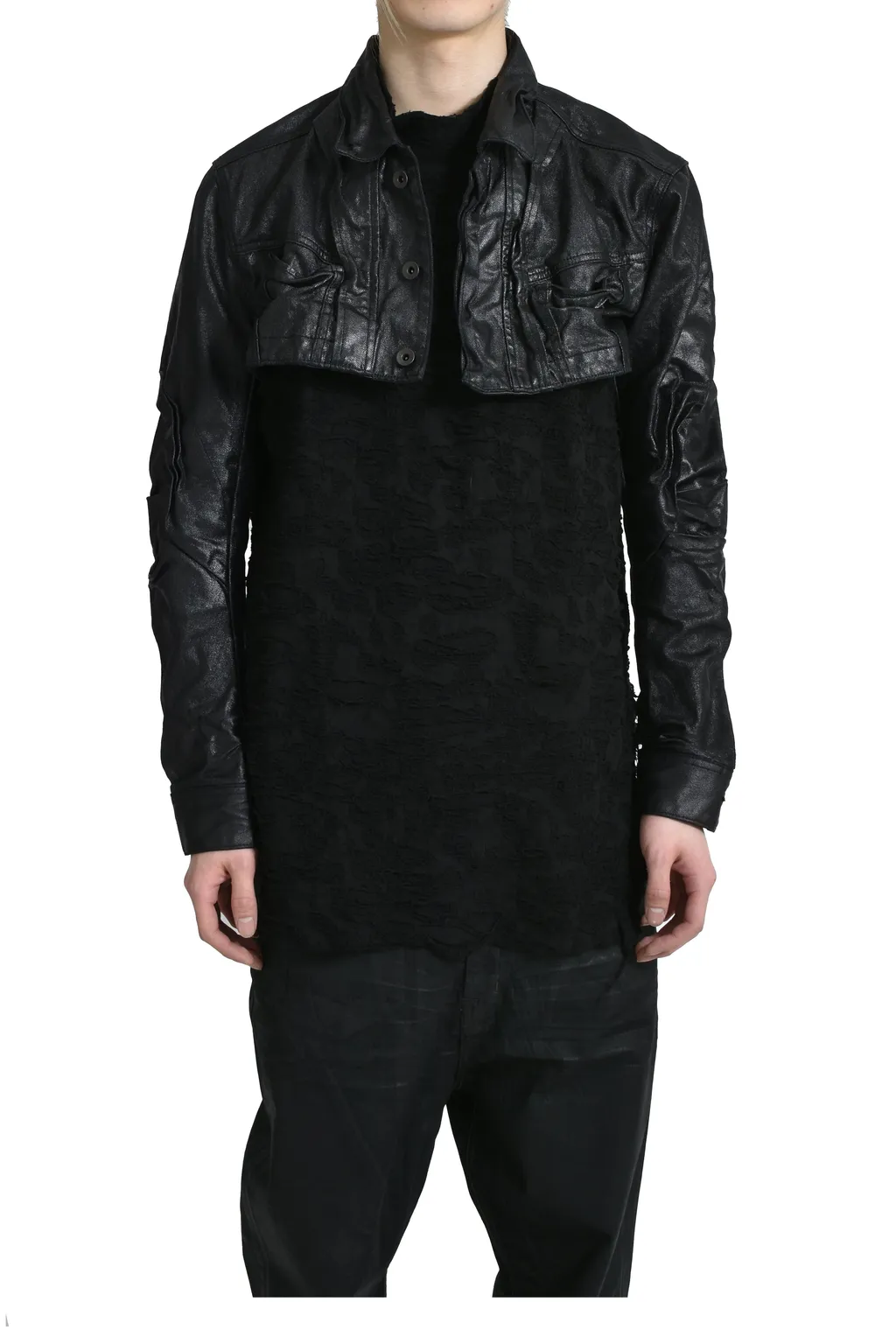 Coated Denim Blouson / Black