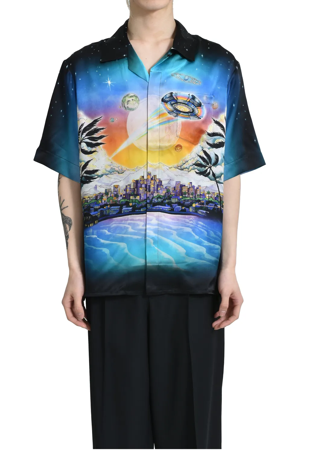 Short Sleeve Cuban Collar Shirt / Blk