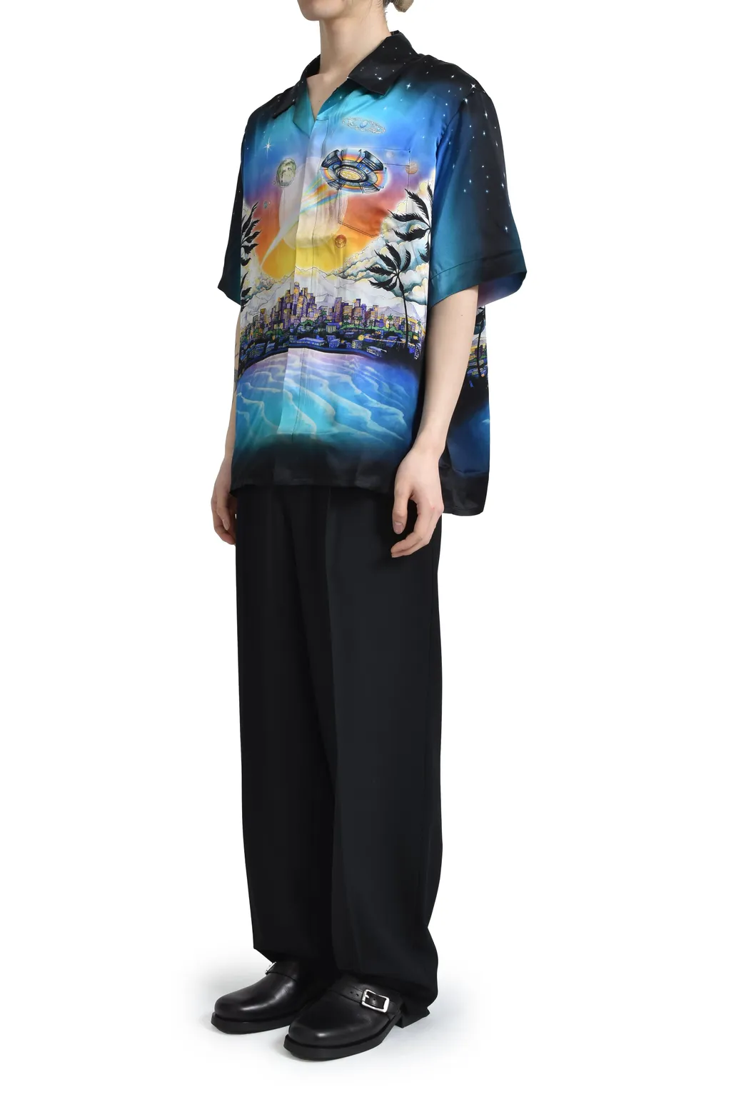 Short Sleeve Cuban Collar Shirt / Blk