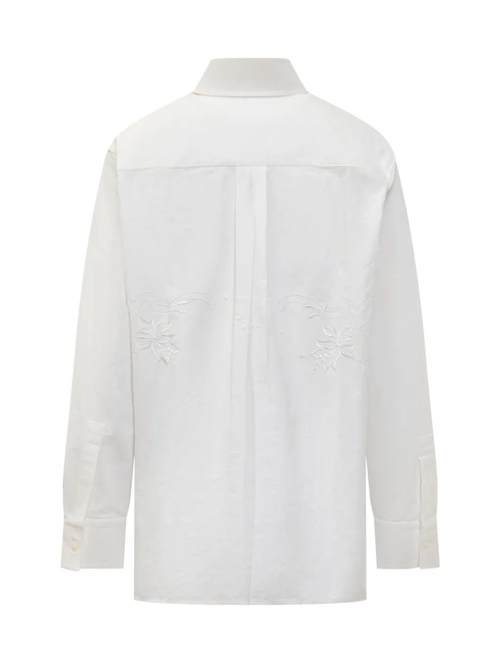 Marine Serre Crochet-Panel Embroidered Long-Sleeved Shirt