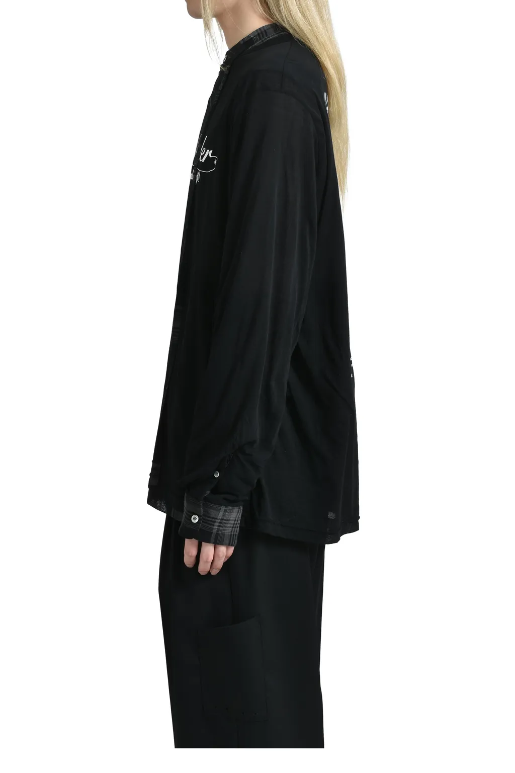 Skelton Layered Check Tie Shirt / Blk&Amp;Gry