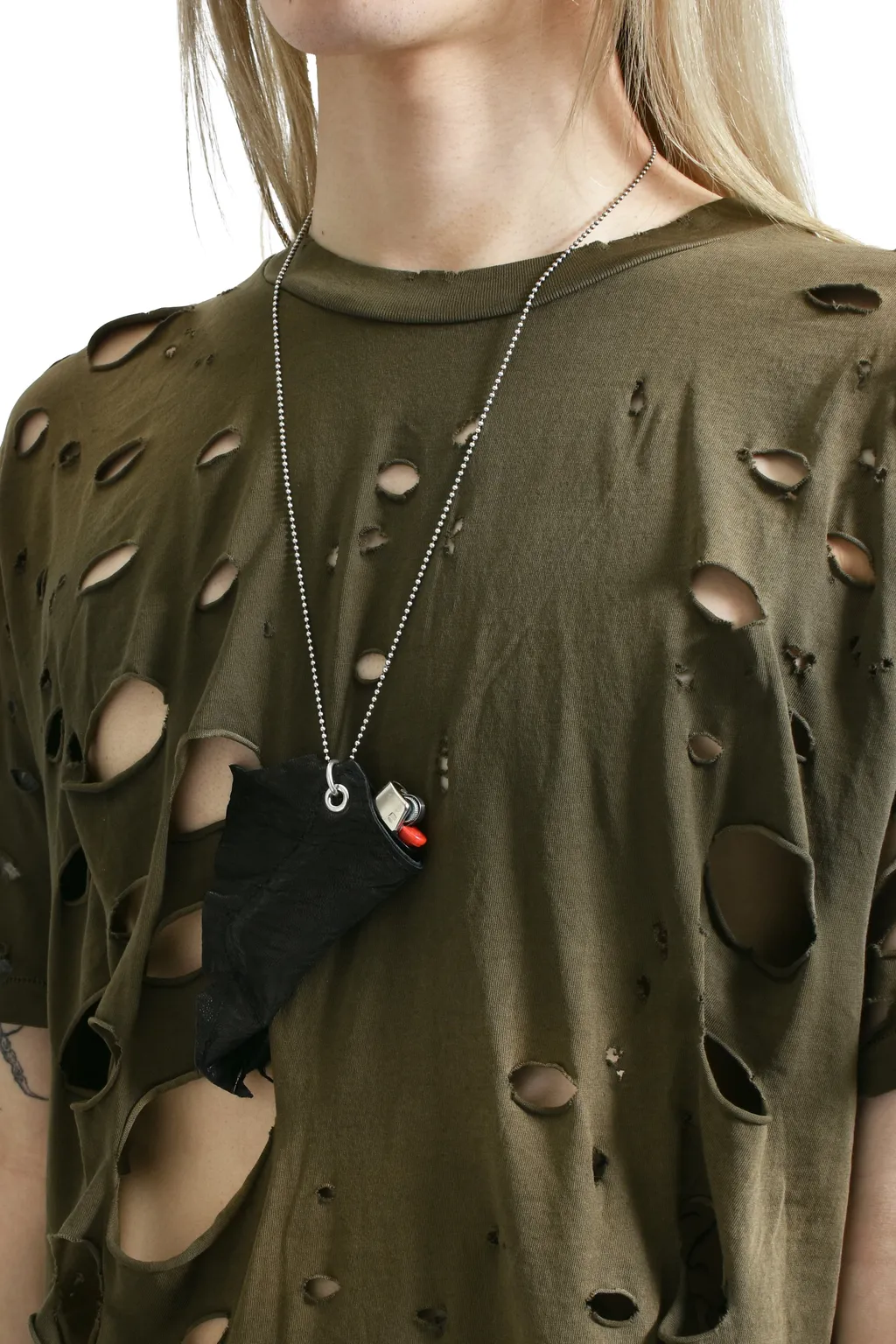Lighter Holder Necklace / Blk Leather