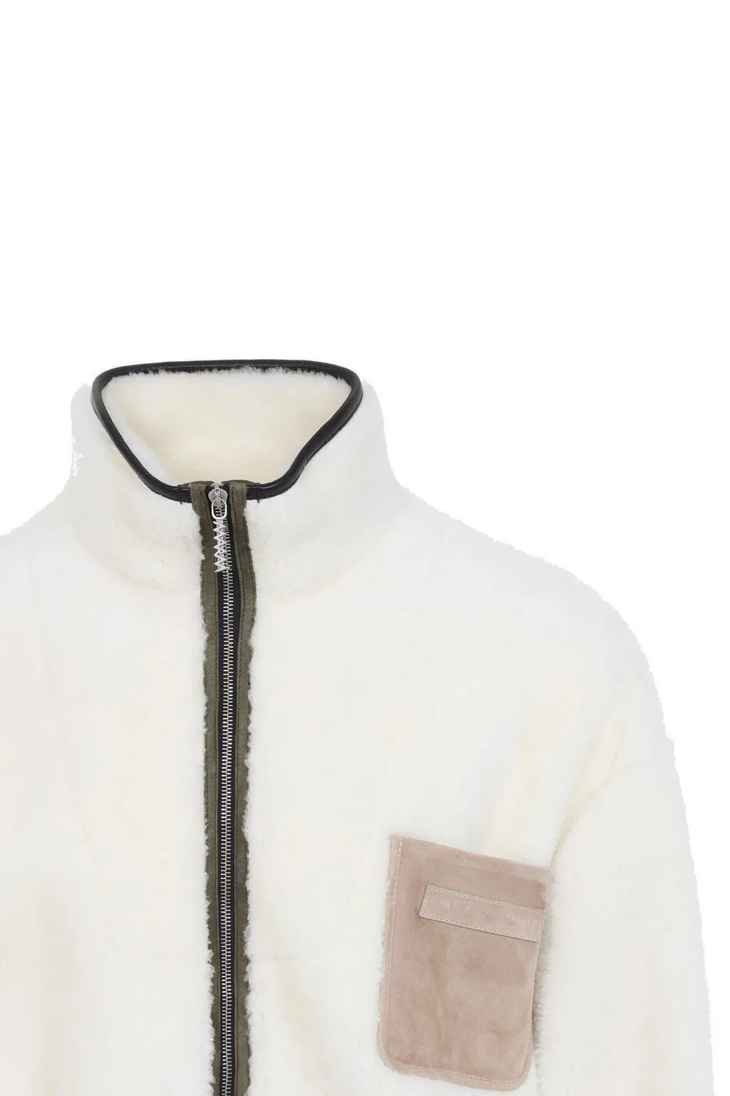 Marni Leather Piping Shearling Jacket