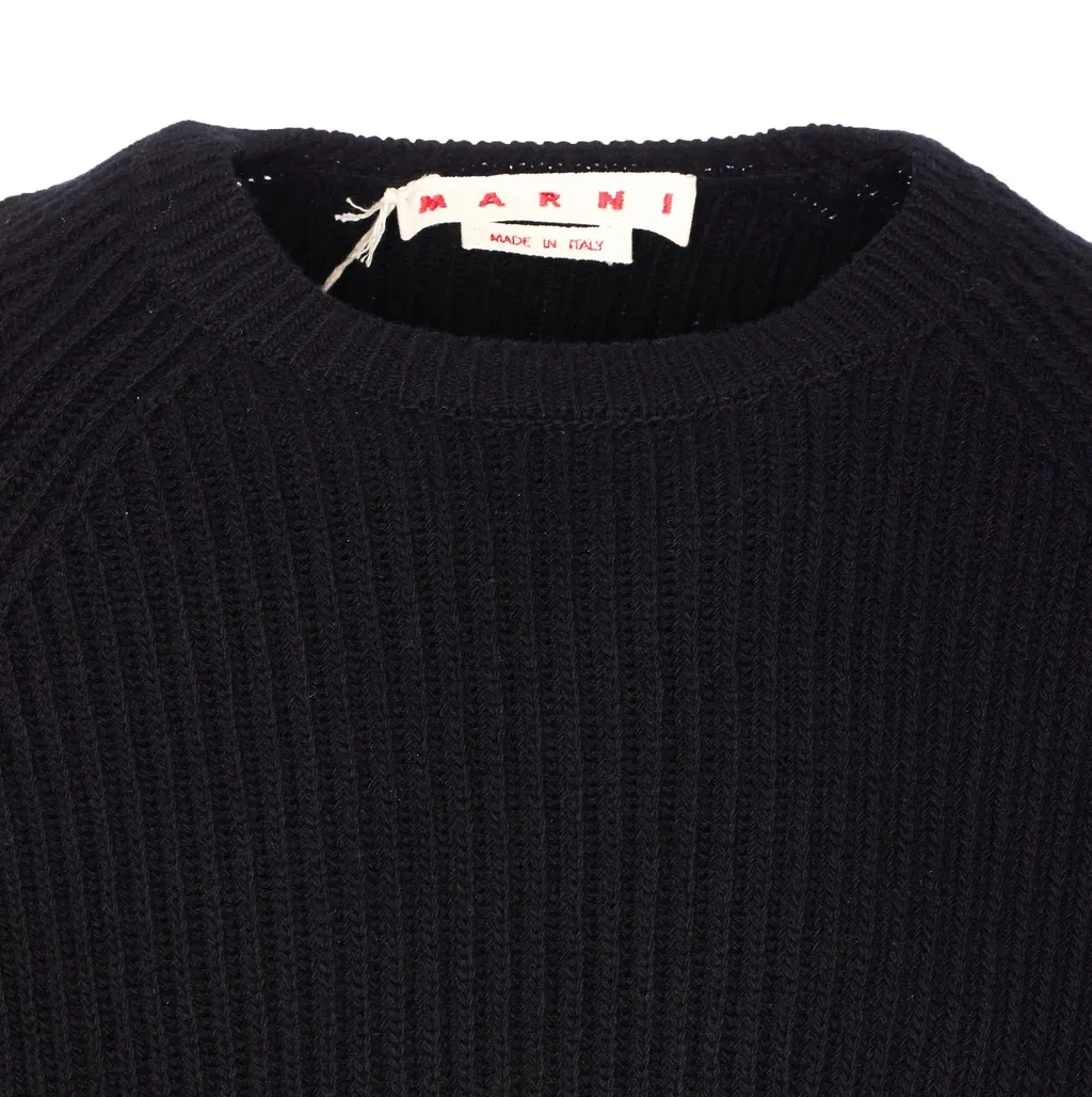 Marni Panelled Logo Embroidered Jumper