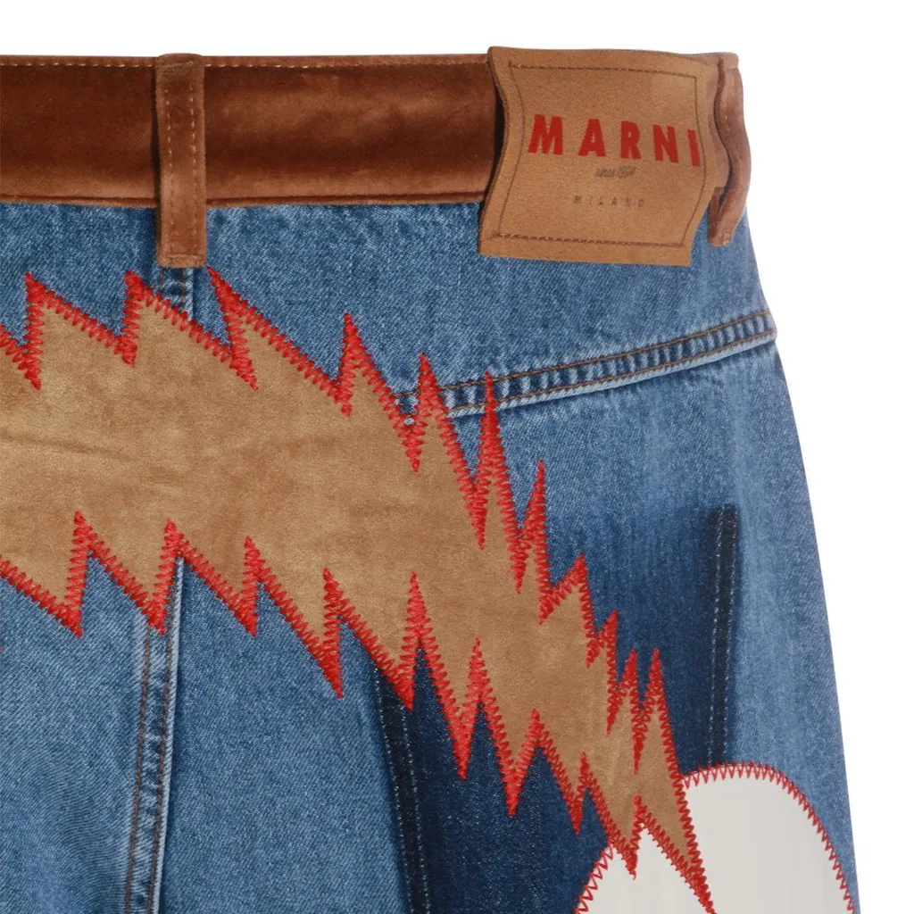 Marni X Slawn & Soldier Velvet Waistband Denim Trousers