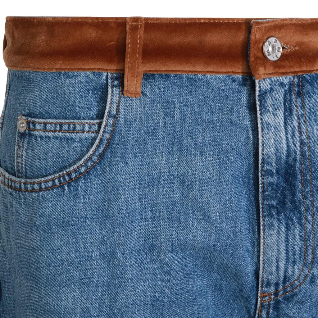 Marni X Slawn & Soldier Velvet Waistband Denim Trousers