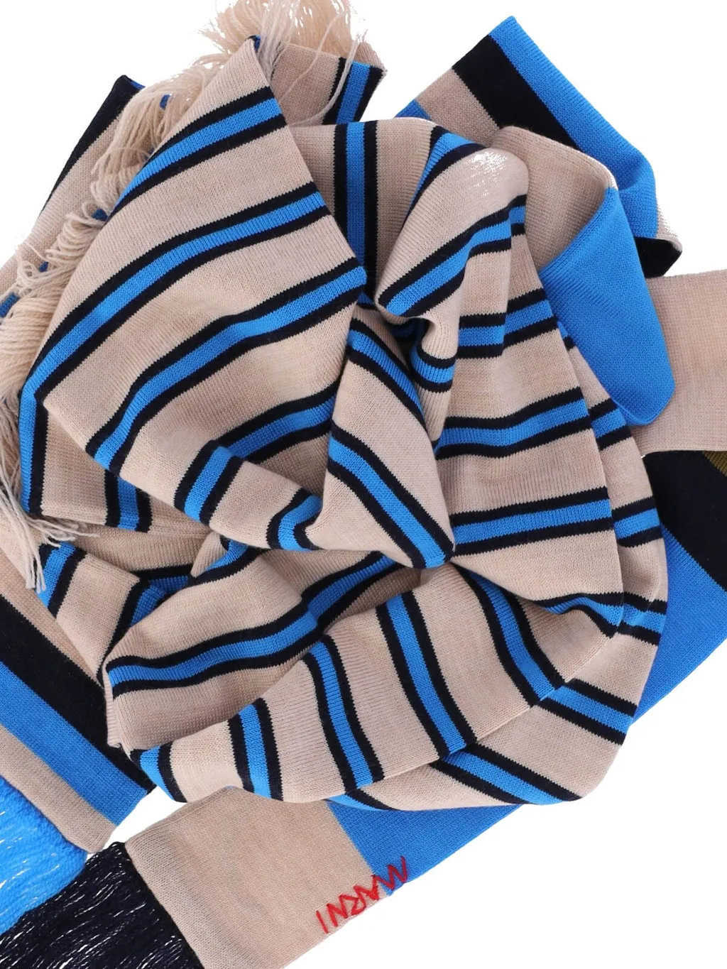 Marni Striped Fringe Detailed Scarf