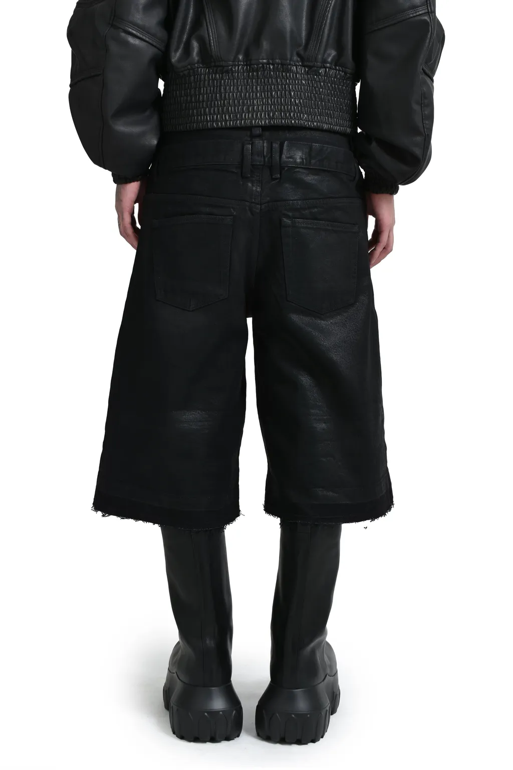 Double Layered Baggy Denim / Waxed Blk