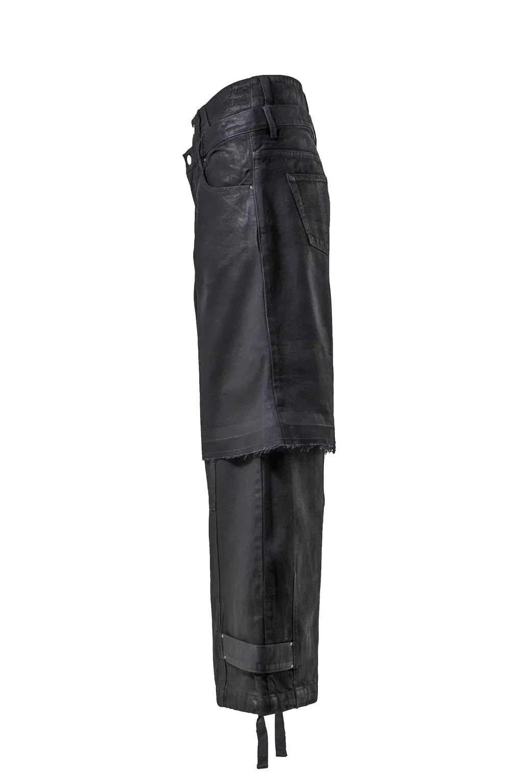 Double Layered Baggy Denim / Waxed Blk