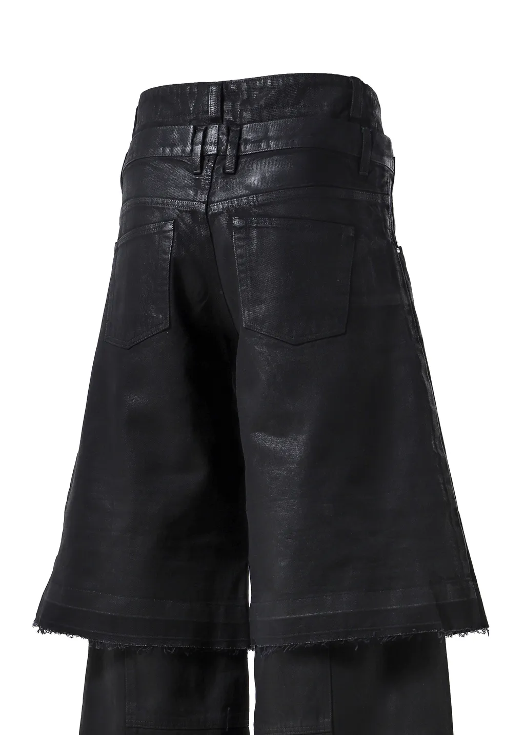 Double Layered Baggy Denim / Waxed Blk