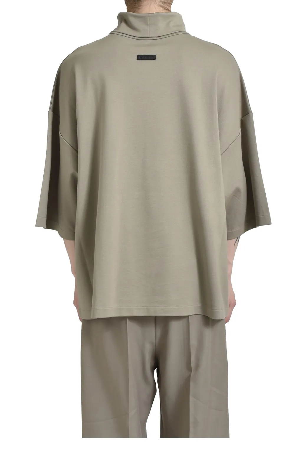 High Neck Short Sleeve Shirt /Dusty Beige
