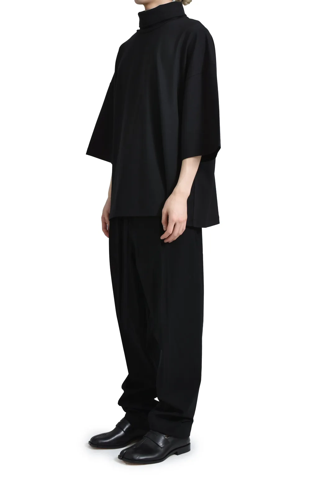 High Neck Short Sleeve Shirt /Blk