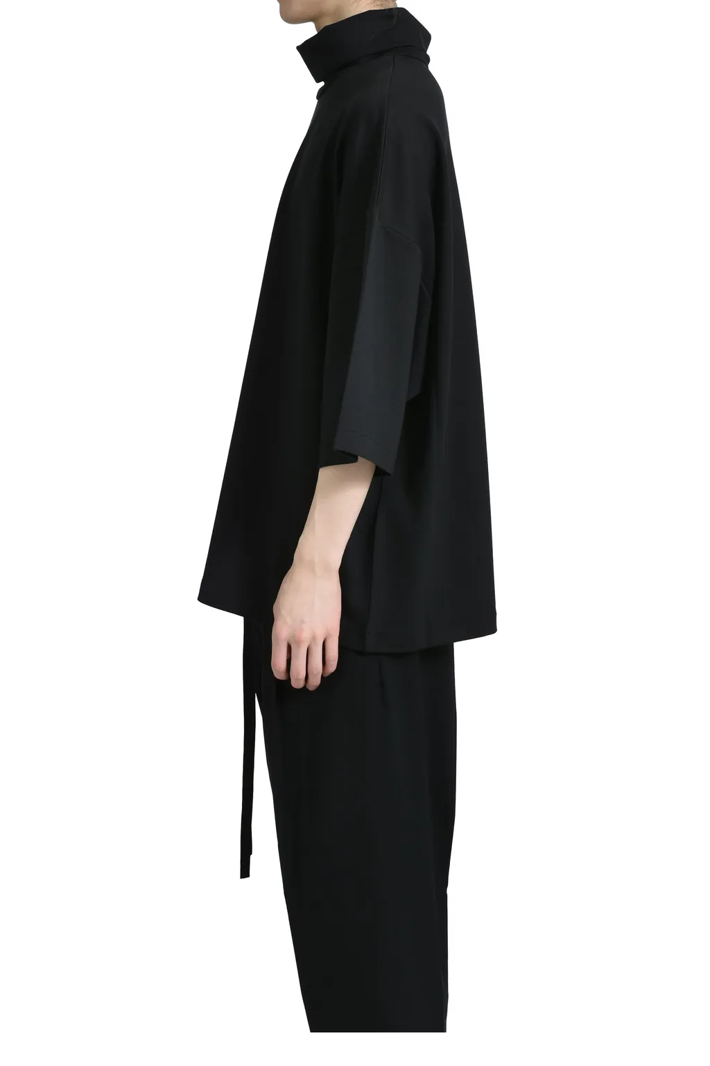 High Neck Short Sleeve Shirt /Blk