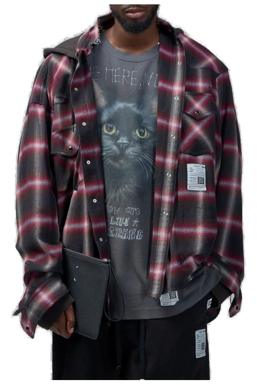 Maison Mihara Yasuhiro Hoodie Combine Checkered Shirt