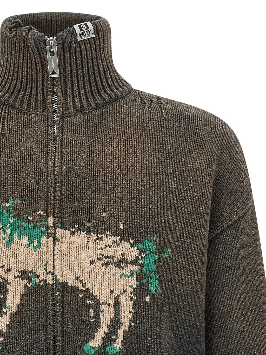 Maison Mihara Yasuhiro Horse Detailed Distressed Cardigan