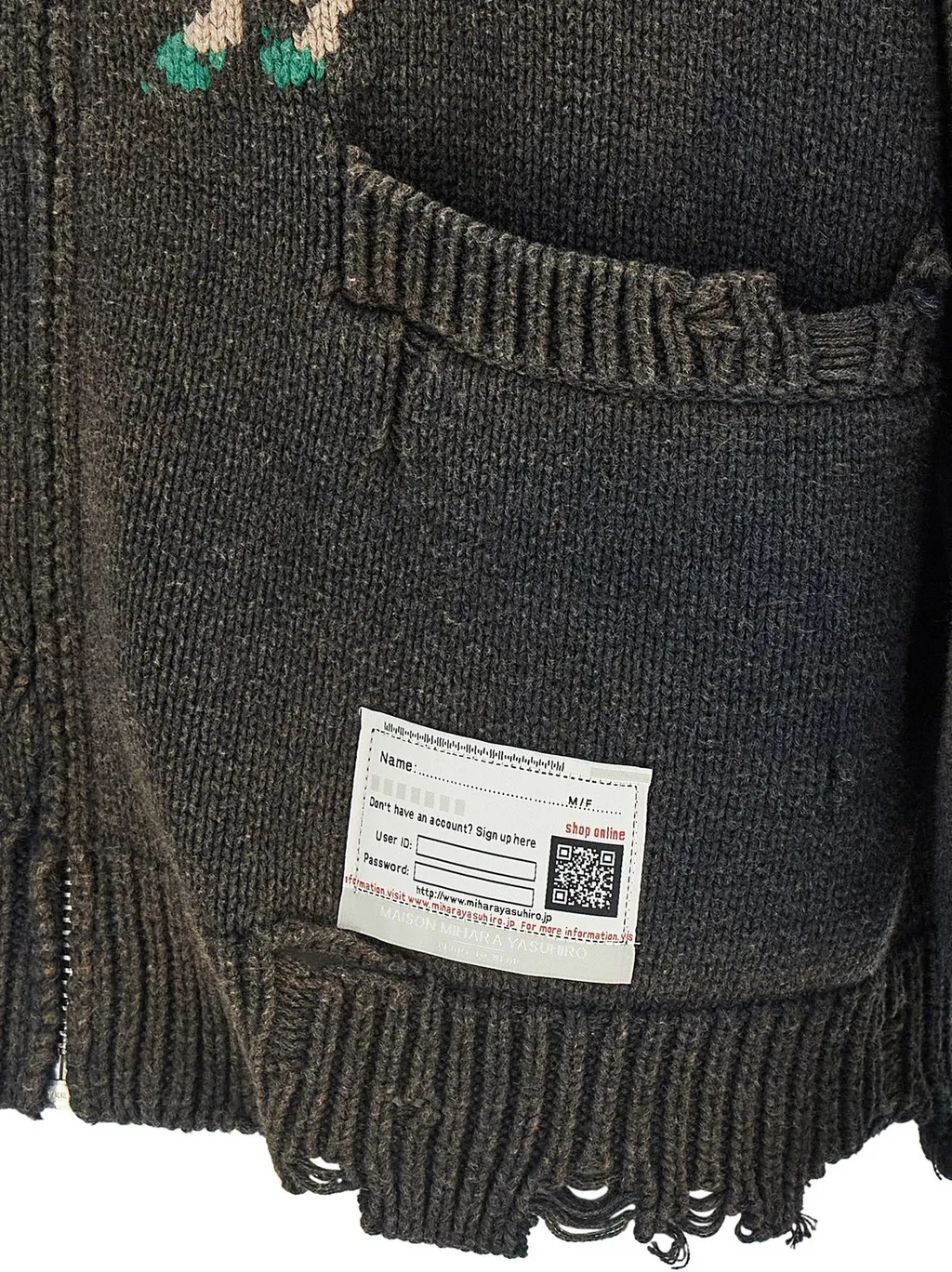 Maison Mihara Yasuhiro Horse Detailed Distressed Cardigan