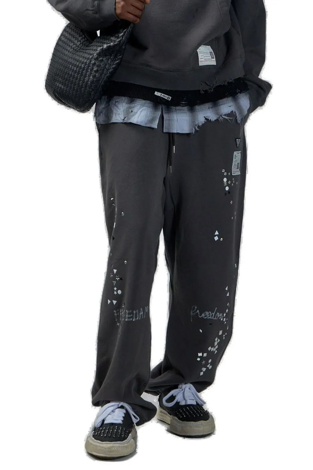 Maison Mihara Yasuhiro Embellished Distressed Sweat Pants