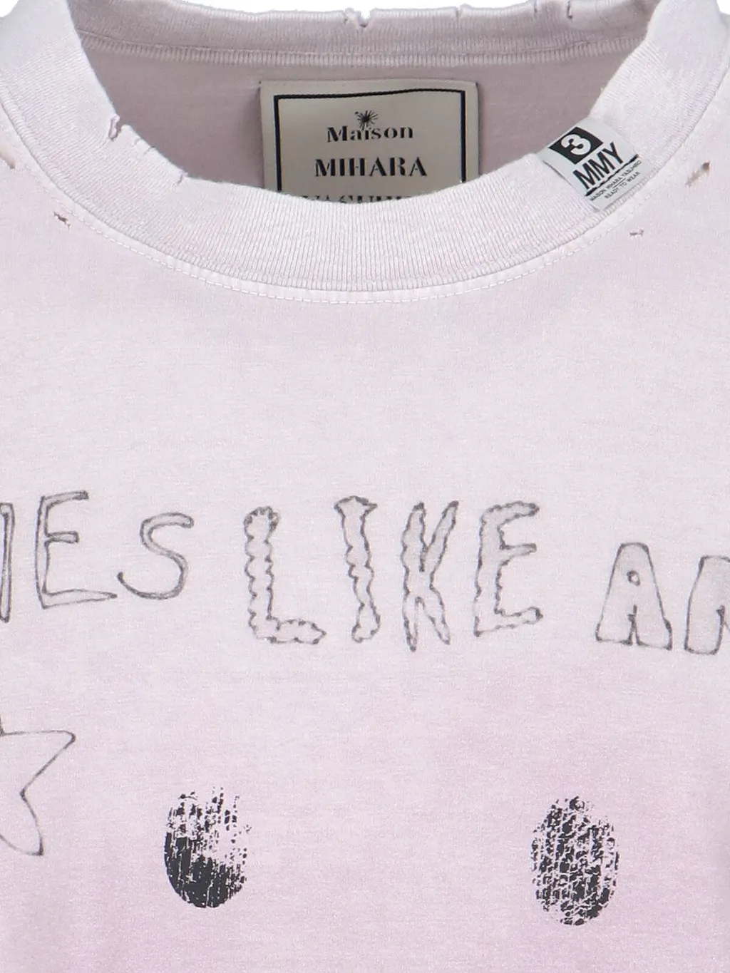 Maison Mihara Yasuhiro Graphic-Printed Crewneck Distressed T-Shirt