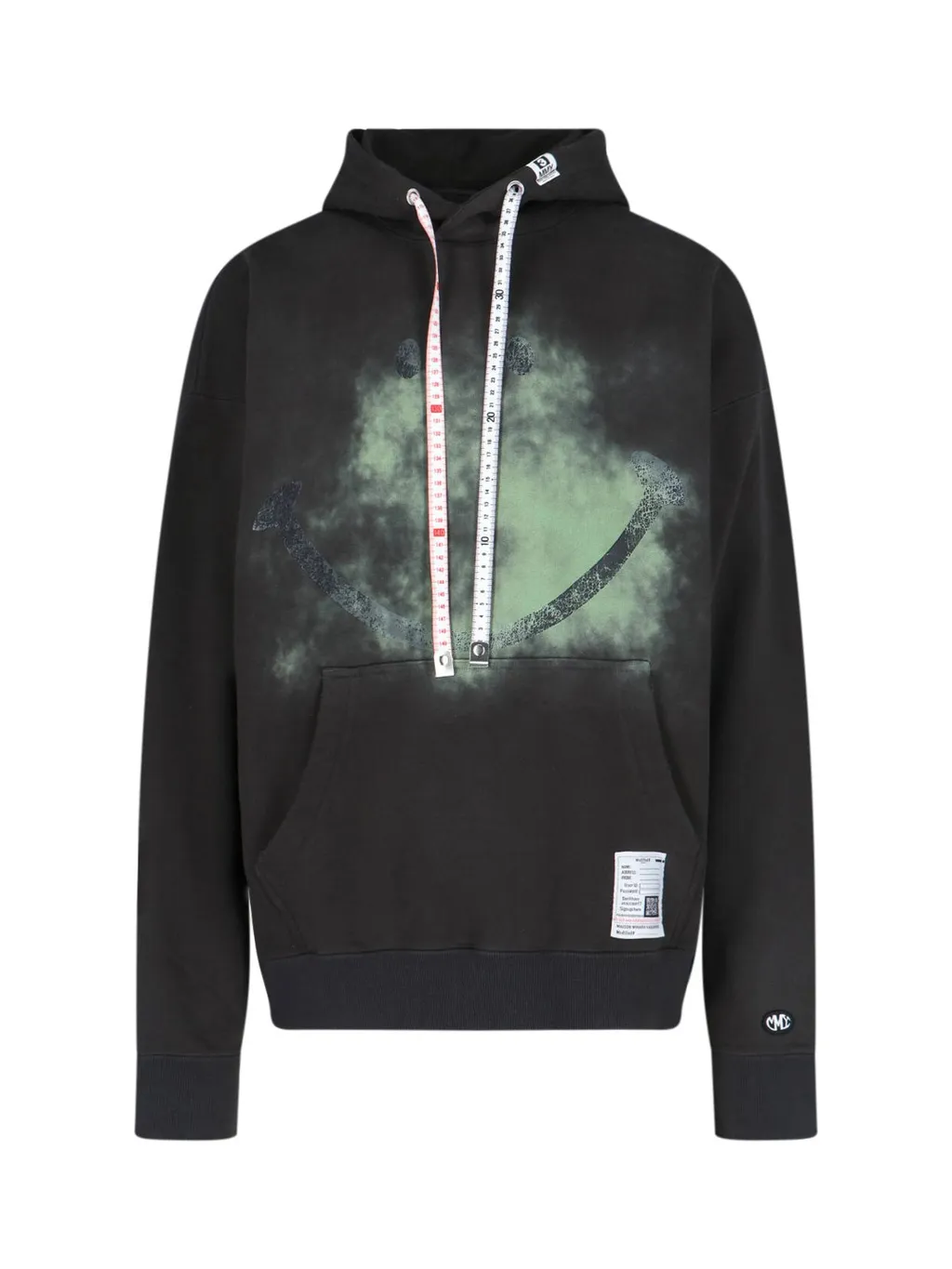 Maison Mihara Yasuhiro Smiely Face-Printed Distressed Drawstring Hoodie