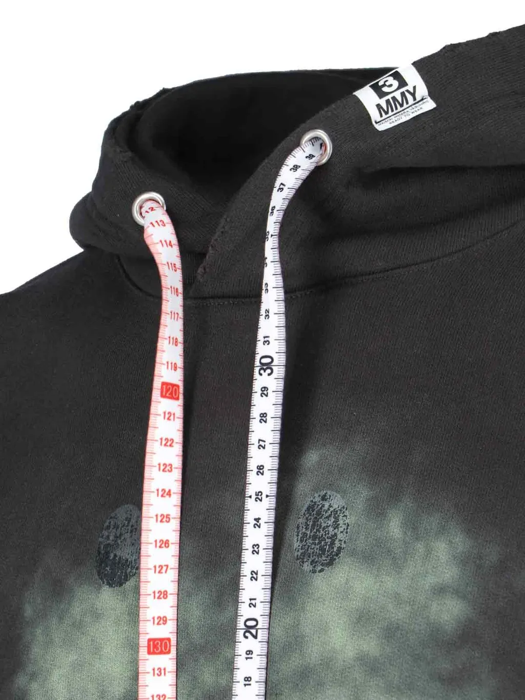 Maison Mihara Yasuhiro Smiely Face-Printed Distressed Drawstring Hoodie