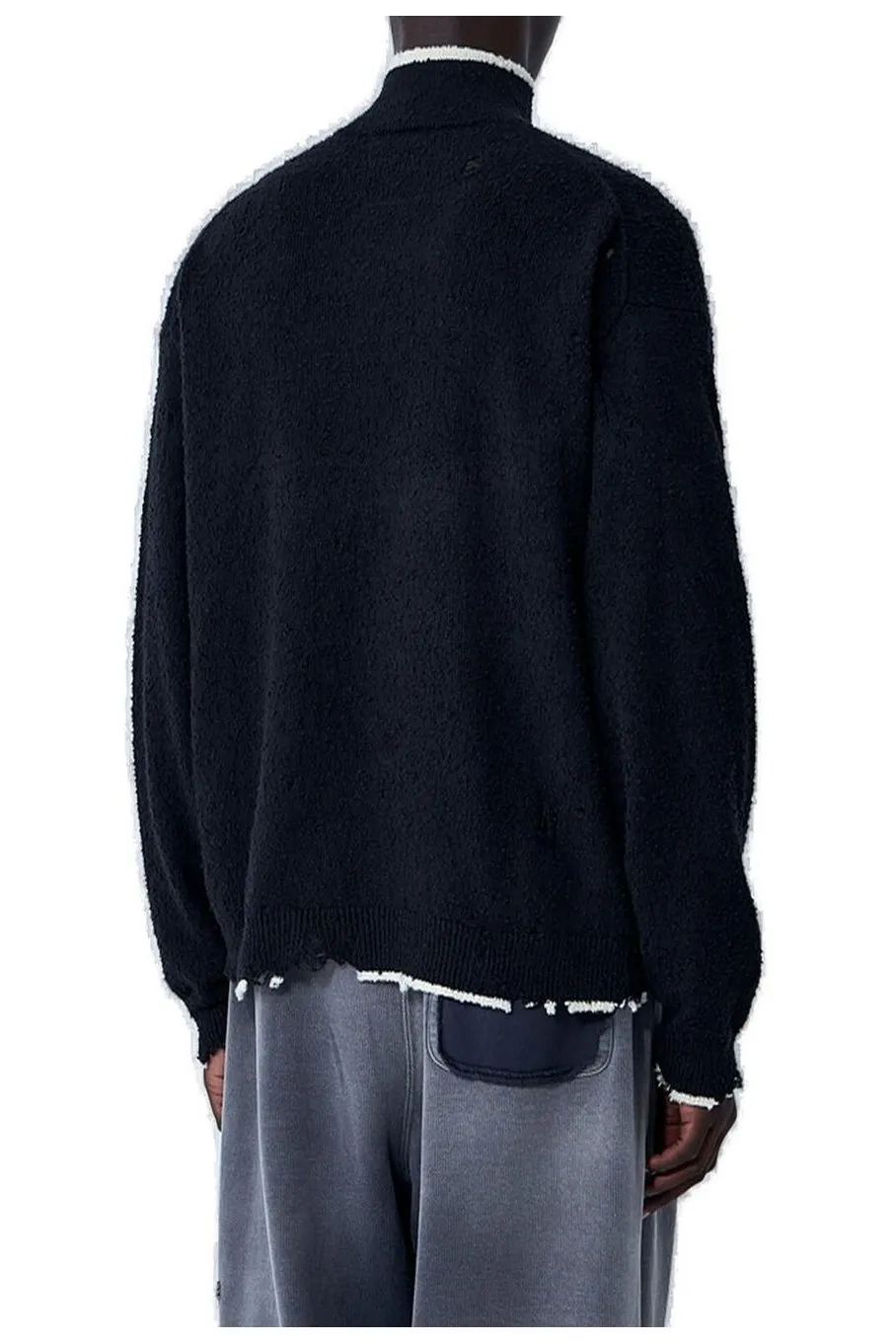 Maison Mihara Yasuhiro Quarter Zip-Up Distressed Jumper