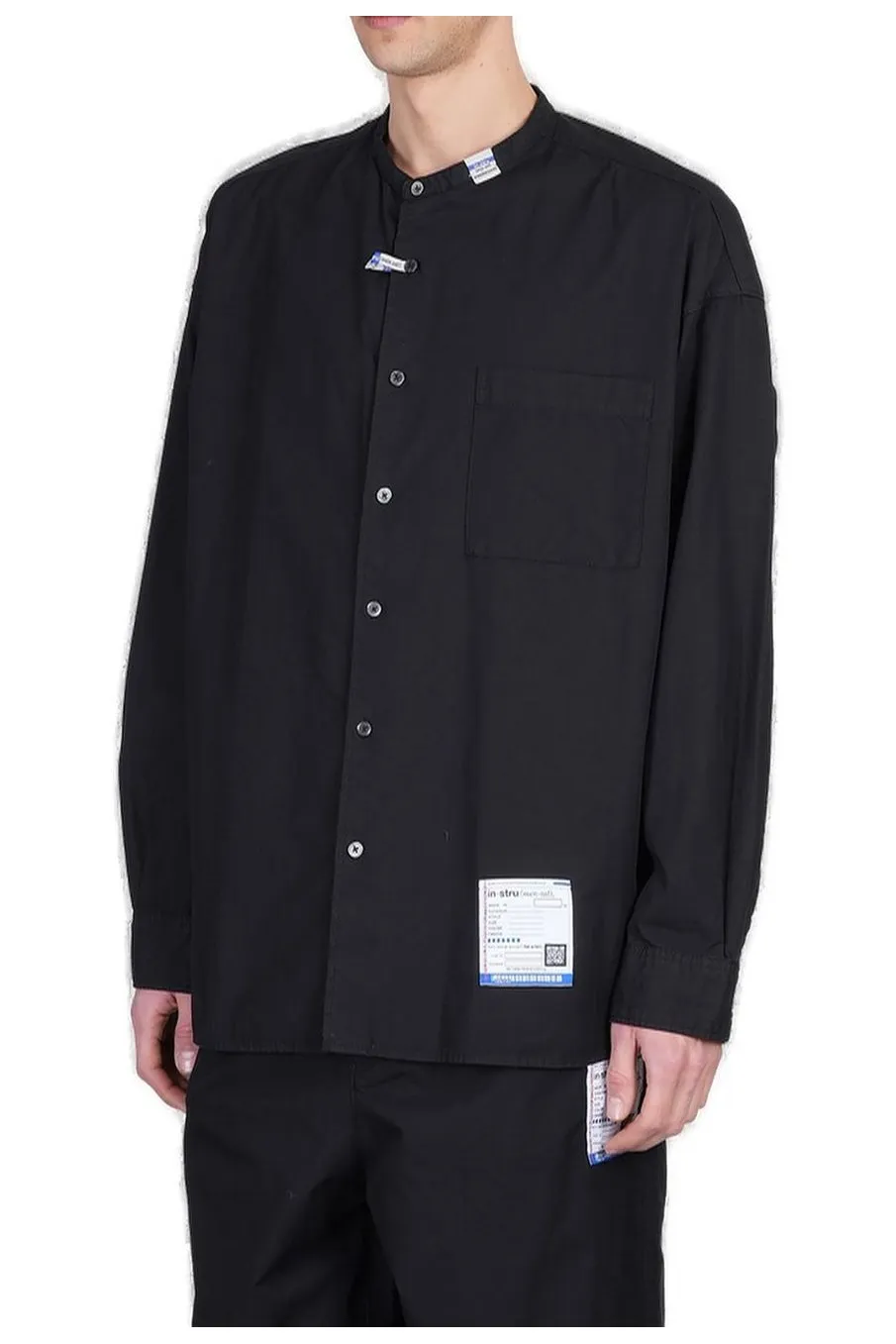 Maison Mihara Yasuhiro Logo Patch Curved Hem Shirt