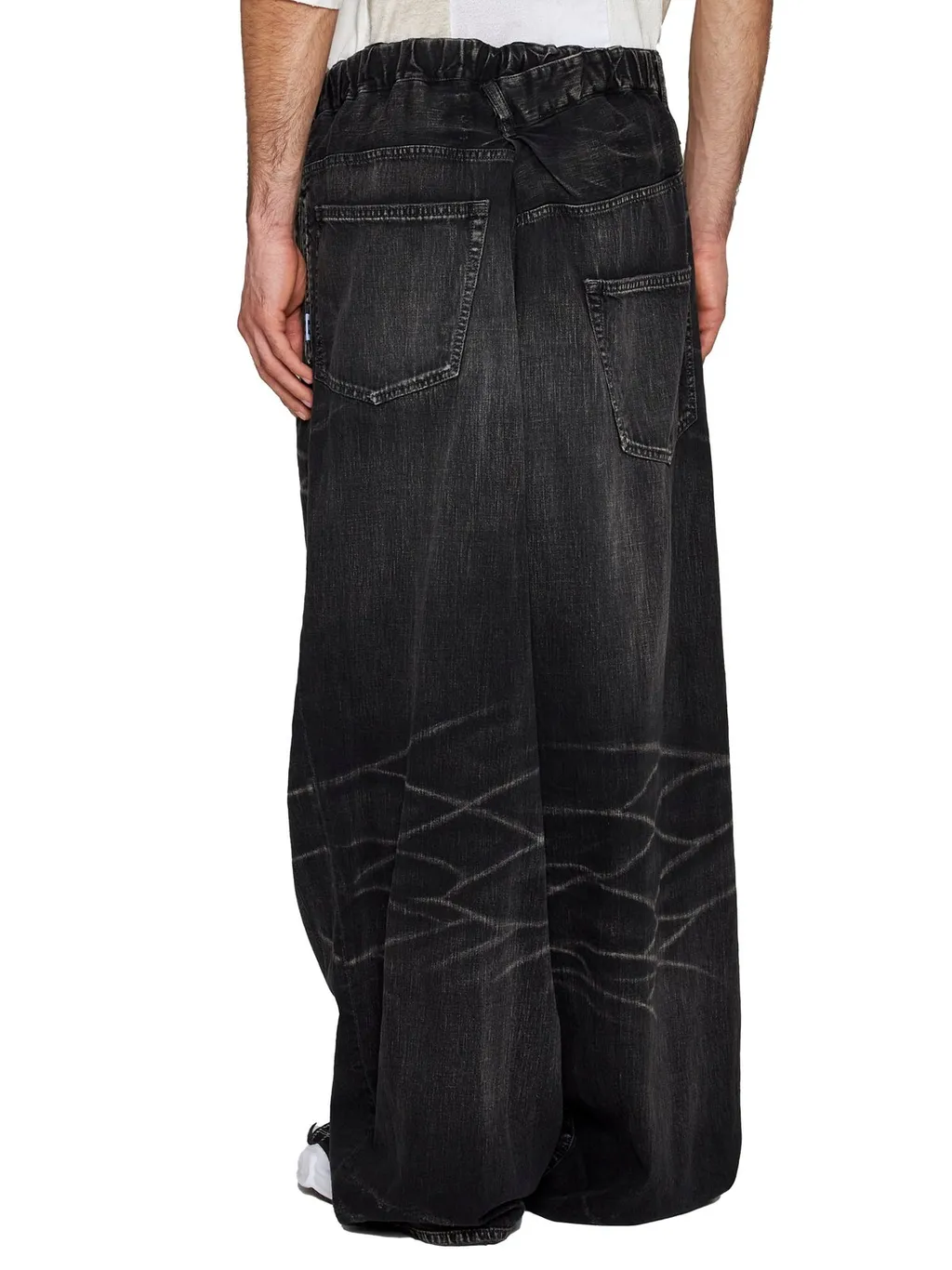 Maison Mihara Yasuhiro Logo-Patch Off-Centre Whiskered Jeans