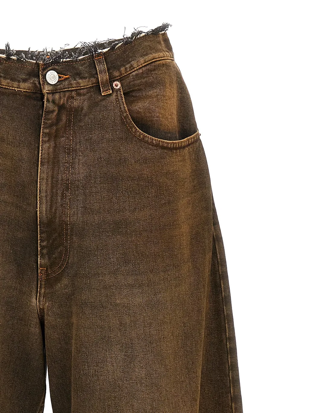 Mm6 Maison Margiela Distressed Wide-Leg Jeans