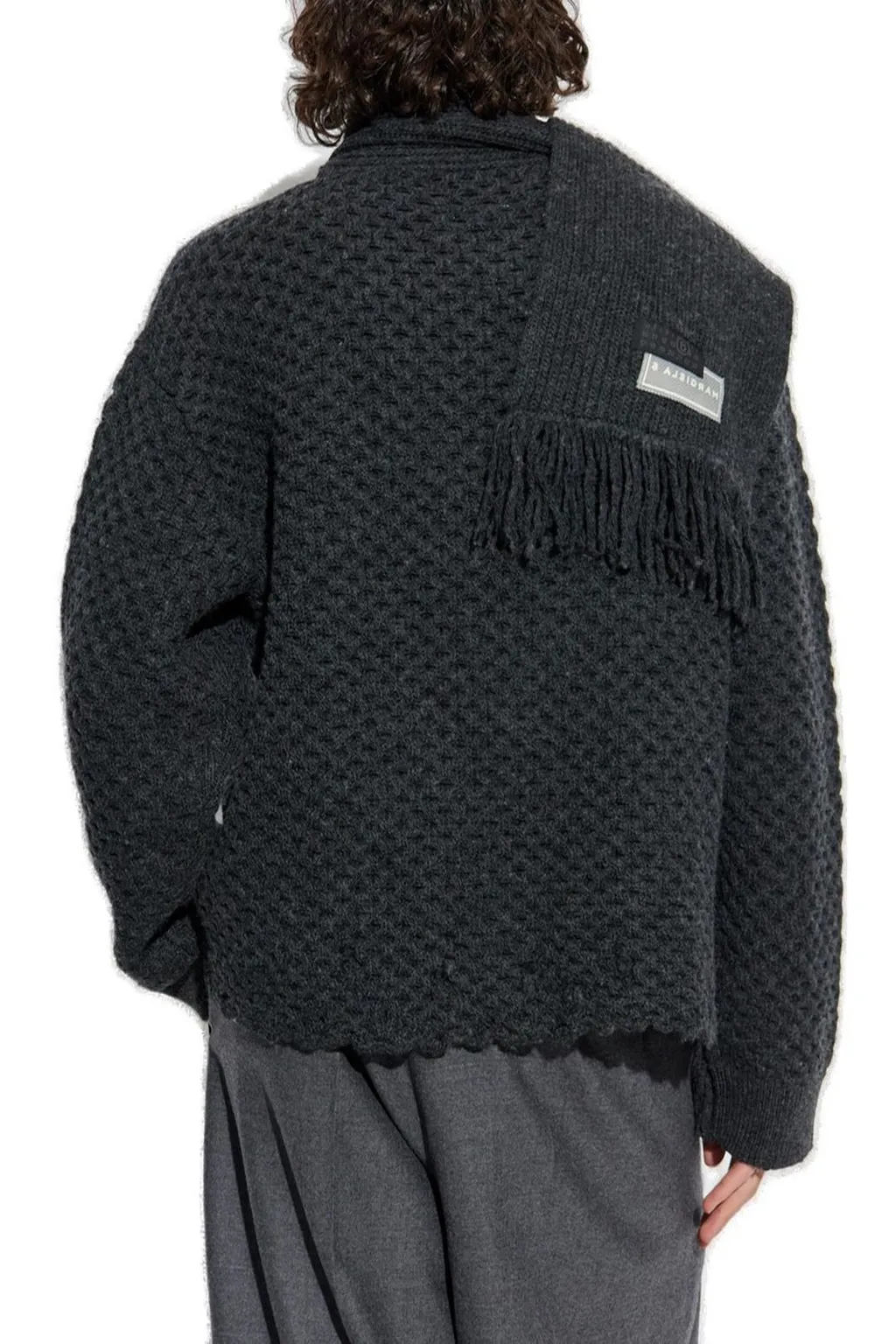 Mm6 Maison Margiela Scarf Detailed Straight Hem Sweater