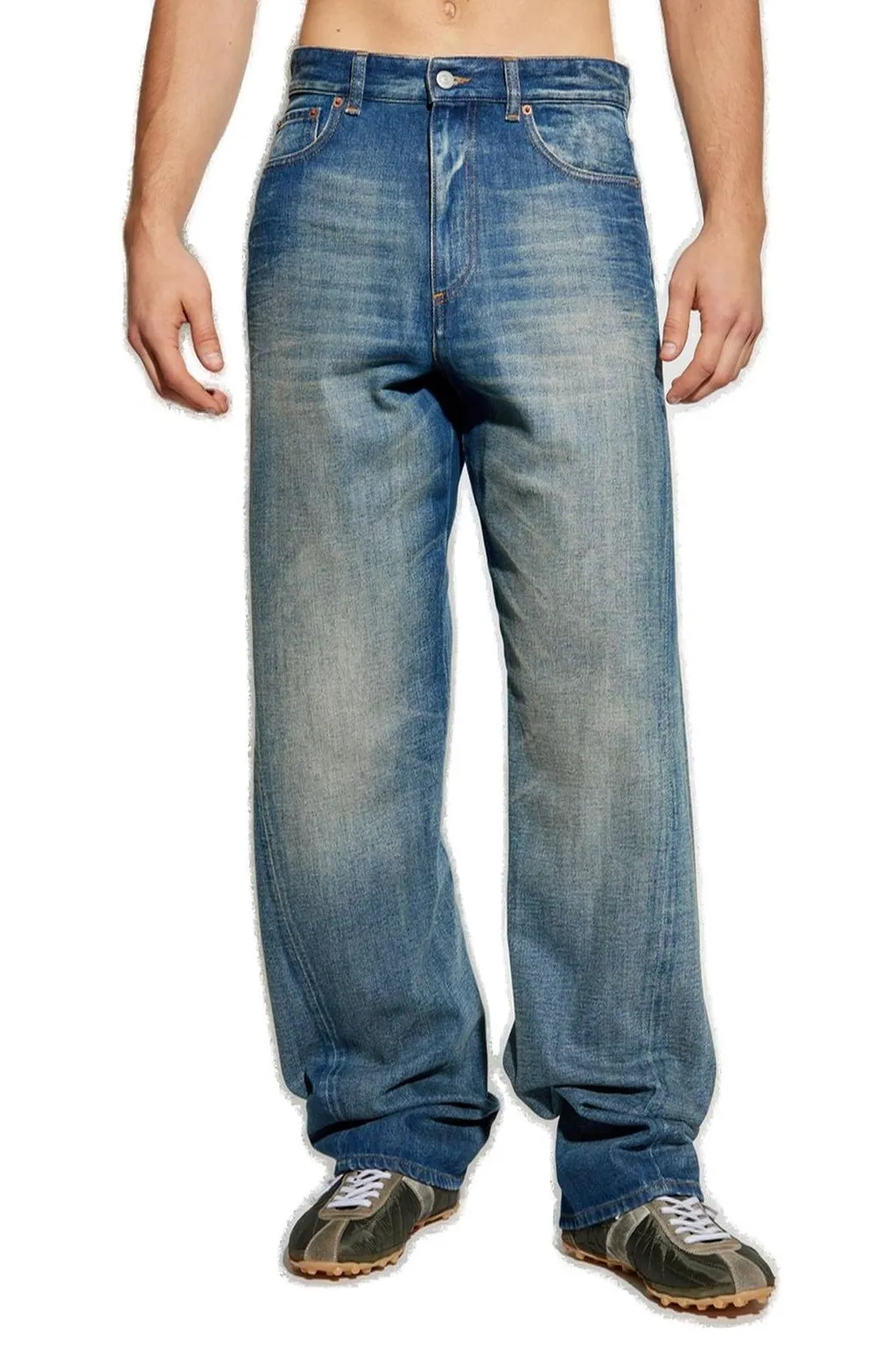 Mm6 Maison Margiela Logo Patch Straight Leg Jeans