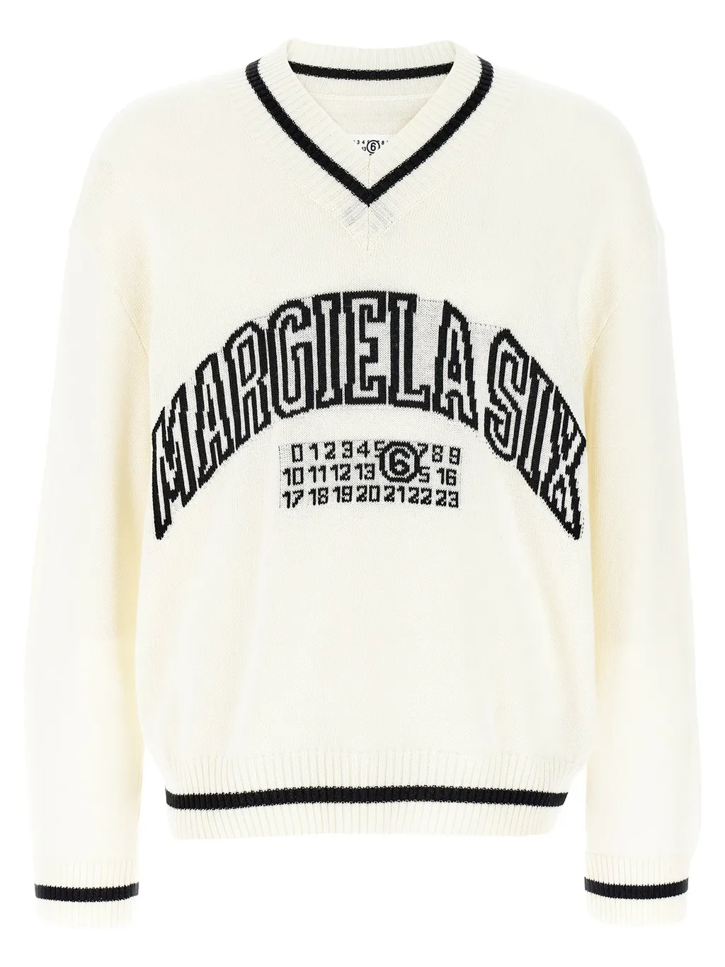Mm6 Maison Margiela Numbers-Motif V-Neck Jumper
