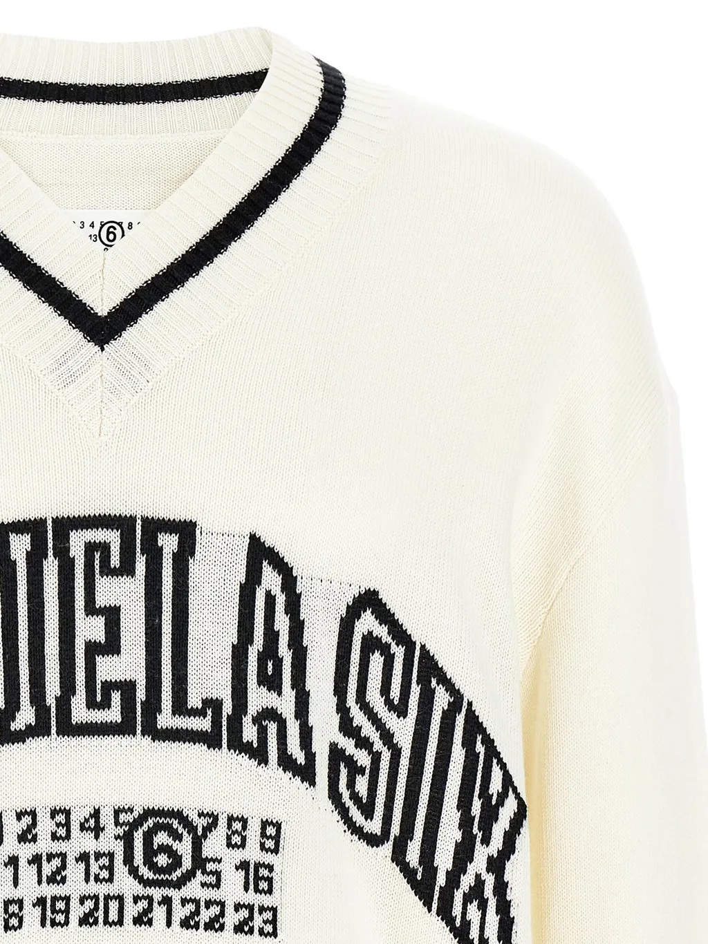 Mm6 Maison Margiela Numbers-Motif V-Neck Jumper