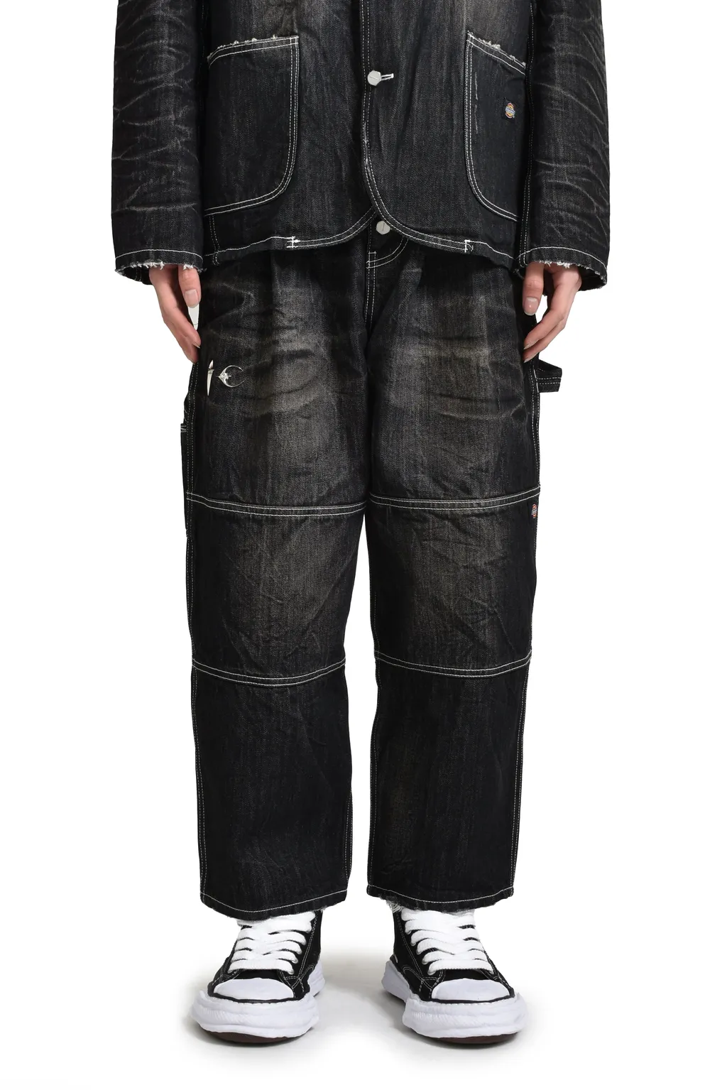 Double Knee Denim Pants / Black