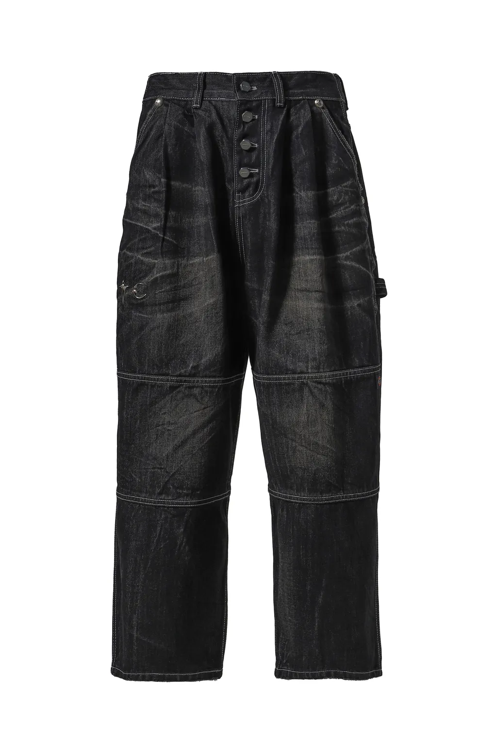 Double Knee Denim Pants / Black