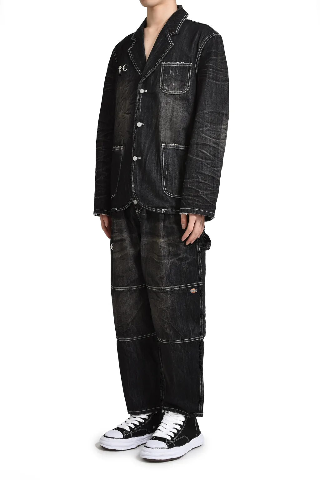 Double Knee Denim Pants / Black