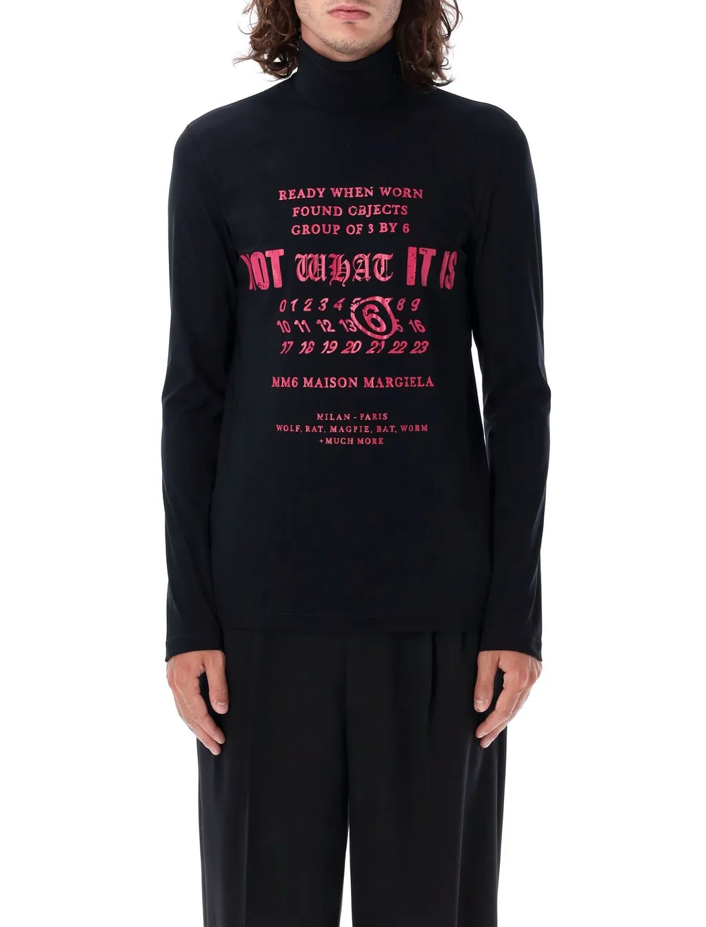 Mm6 Maison Margiela High Neck Logo Printed Top